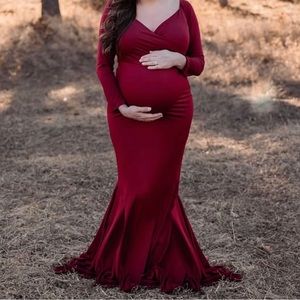 Burgundy maternity maxi dress